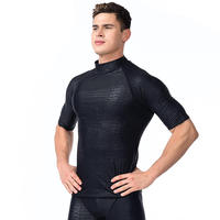 Maillot de bain pour homme personnalisé à manches courtes, 82% nylon, 18% élasthanne, protection solaire, UPF50+, combinaison de surf