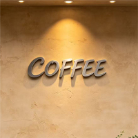 Panneau publicitaire LED rétroéclairé personnalisable en acier inoxydable texturé métal brossé haut de gamme pour restaurants et cafés