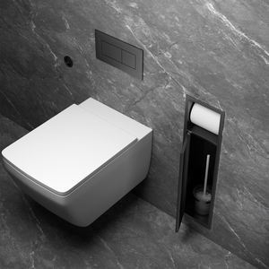 Porte-<span class=keywords><strong>papier</strong></span> hygiénique encastré noir en acier inoxydable de conception moderne avec rangement dissimulé pour <span class=keywords><strong>brosse</strong></span> pour salle de bain - Product Image 1