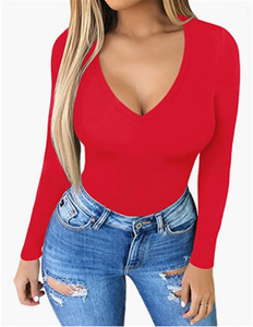 RUICHI Nouvelle Arrivée Combinaison Décontractée Tendance à Manches Longues et Col en V Coupe Ajustée pour <span class=keywords><strong>Femme</strong></span> - Product Image 4