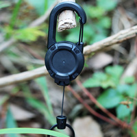 Porte-clés enrouleur portable avec cordon télescopique et mousqueton à dégagement rapide pour la pêche, les activités de plein air et les voyages