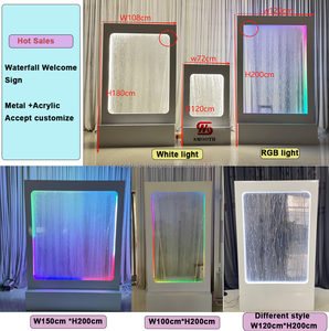 Support de panneau d'accueil personnalisé pour mariage et hôtel, avec fontaine cascade lumineuse RGB et toile de fond - Product Image 6