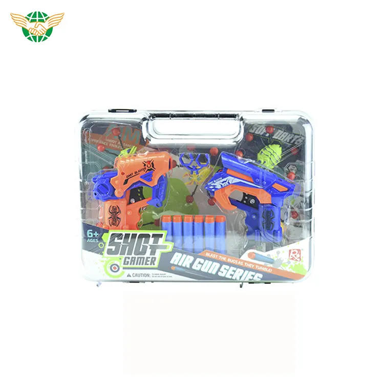 Outdoor Sport Toys 2 IN 1 2 Pieces Soft Bullets Guns with 6 Crawling Spiders Toys Sof Bullet Gun Set For kids