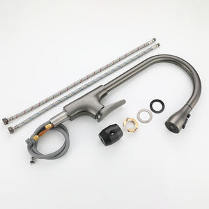 Pull Faucet, Kitchen Faucet, Kitchen Mixer, Chrome Gun, Gray Faucet, Hot and Cold Faucet, Brass Faucet - Product Image 3