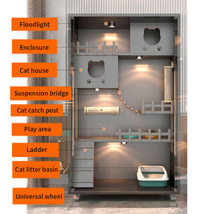 Grand lit de luxe pour chat et cage pour animaux de compagnie Motif animal en bois massif 'Villa' pour une utilisation intérieure Maison chaude pour chiens et chats - Product Image 6