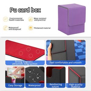 Boîte de rangement pour cartes FX 100+ en cuir PU, fermeture magnétique, pour cartes de jeu TCG protégées, boîte organisatrice de cartes de jeu, logo personnalisé - Product Image 2