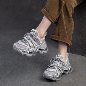 Chaussures d'été en maille respirante, nouveau style, détails scintillants, chaussures de basket-ball tendance et accrocheuses avec talons plateforme, chaussures pour femmes - Product Image 2