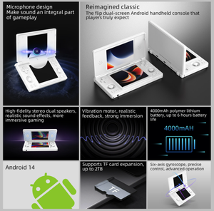 <span class=keywords><strong>Console</strong></span> de jeu portable open source Anbernic RG DS avec coque rabattable, écran double de 4,0 pouces, <span class=keywords><strong>Android</strong></span> 14, 20 000+ jeux intégrés, Wi-Fi - Product Image 4