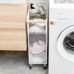 Carrito de Lavandería Moderno con Ruedas para Baño, <span class=keywords><strong>Cesta</strong></span> de Almacenamiento de Toallas Móvil de Metal, <span class=keywords><strong>Cesta</strong></span> de Ropa con <span class=keywords><strong>Rejilla</strong></span> Extraíble - Product Image 4