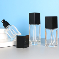 Emballage cosmétique carré de luxe 15ml 20ml 30ml 40ml, flacon en verre transparent/givré vide pour sérum, lotion, fond de teint, avec compte-gouttes