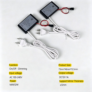Luce LED da Bagno 12V 1A con Sensore Induttivo Intelligente, Interruttore a Singolo Tocco, Tre Colori, Mini Specchio in Vetro - Product Image 6