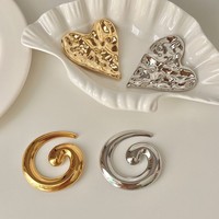 Broches simples en acier inoxydable, broche géométrique brillante en forme de feuille, nouvelle conception, accessoires pour femmes et hommes