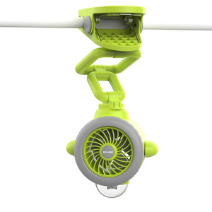ベビーカーファン スピーカー照明ランプ用 ハンズフリーポータブルミニ充電式パワーバンク クリップオンファン 5スピード 低騒音 - Product Image 2