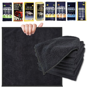 Serviette de salon 400gsm pour <span class=keywords><strong>cheveux</strong></span> secs Serviettes en <span class=keywords><strong>microfibre</strong></span> pour le nettoyage de la voiture Serviette de lavage à séchage rapide 40*40cm Chiffon de nettoyage de couleur noire - Product Image 2