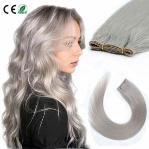 Cuticules brutes pour mèches de cheveux Remy, gris luxueux, 100% humaines, ultra-fines, russes, double tirage, trame invisible, sans perte de cheveux - Product Image 1