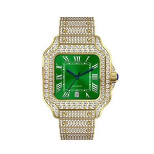 Nuevo Reloj de Lujo con Estilo Hip Hop, Caja Cuadrada con Incrustaciones de Diamantes, Números Romanos, Moissanita, Automático, Color D, VVS, Pasa el Test de Diamantes - Product Image 4