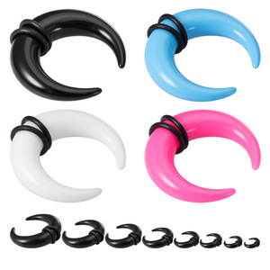 Kit <span class=keywords><strong>d</strong></span>'élargissement <span class=keywords><strong>d</strong></span>'oreilles en acrylique effet corne de buffle, dilatateurs en forme de croissant de lune, bijoux de piercing corporel pour oreilles et nez - Product Image 5
