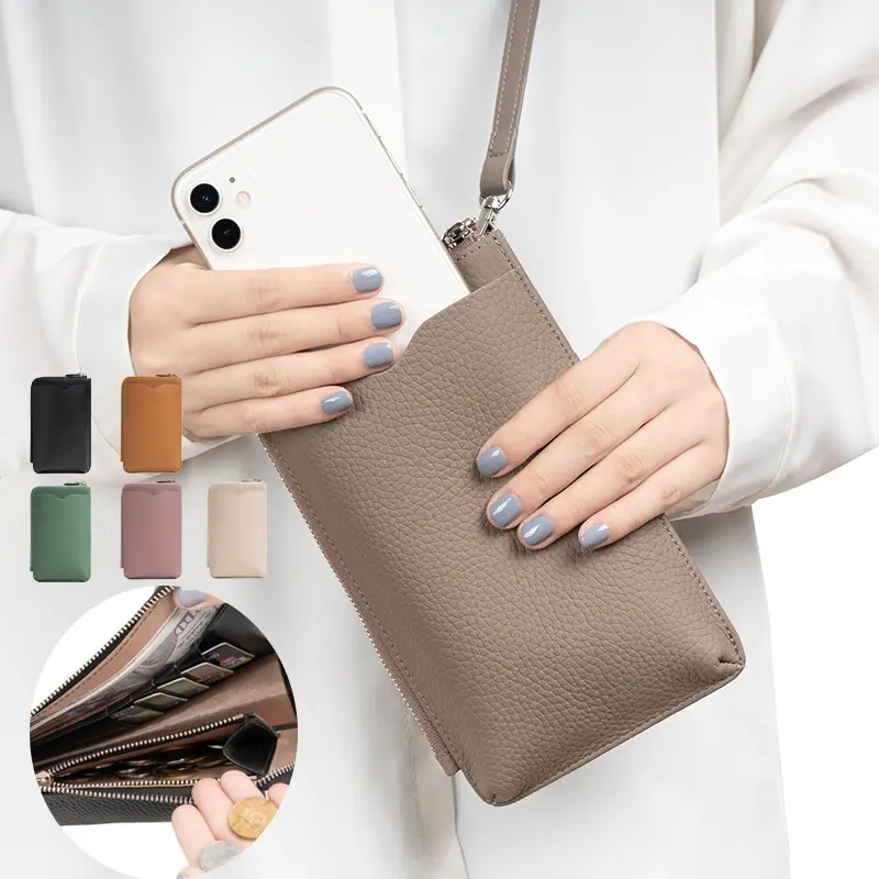 Fashion Genuine leather mobile cell phone bag for women crossbody Wallet hot sale