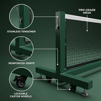Filet de pickleball avec roues, cadre en acier robuste, taille réglementaire 22 pieds, pour extérieur et jardin