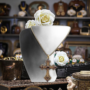 Collana di diamanti Vintage di nuova uscita con lunga catena a maglie di <span class=keywords><strong>lana</strong></span> incrociata con pietre di perle di zircone per una festa di fidanzamento regalo - Product Image 6