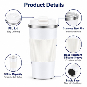 Taza de Café Aislada de Doble Pared de 350 ml con Logotipo Personalizado al por Mayor, Taza de Viaje Portátil de Acero Inoxidable para Regalos Empresariales - Product Image 4