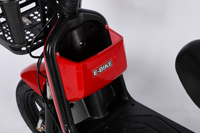 Moped électrique pour adultes, vélo électrique à cadre bas, double siège avec dossier, panier de chargement avant, assistance au pédalage, moteur sans balais 350W 48V, pour la ville
