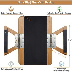 Bamboo Sofa Clip Table 33x26 Cm Portable Armrest Side Table For <b>Small</b> Spaces Stable Dining Surface - Product Image 4