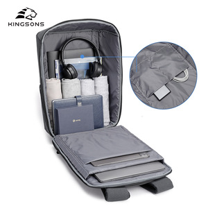 Kingsons Men's Business <b>Backpack</b> Grey Water Resistant Laptop <b>Compartment</b> Shoulder Straps For Business Travel - Product Image 4