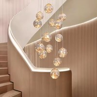 Moderne Simple Étoilé Escalier Lampe Long Lustre En Verre Pendentif Lumière pour Bureau À Domicile pour Villa Loft Appartement Salon