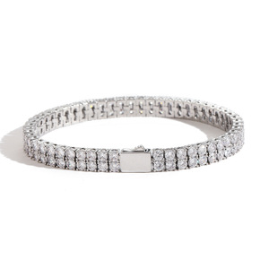 6Mm <b>Copper</b> Micro-inlaid Zircon Double-row <b>Bracelet</b>, Hip-hop <b>Bracelet</b>, Tennis Chain. Tanjing Fashion Lijing Necklace - Product Image 4