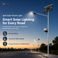 Lampadaire solaire intelligent à commande séparée 6M30W 7M40W 8M60W 9M80W avec batterie fixée sur le poteau pour les rues