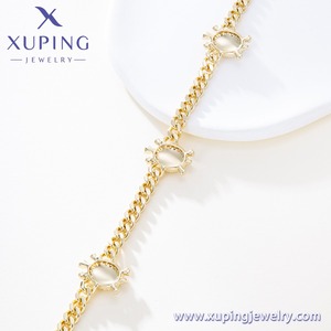 X001158709 XUPING Set Gioielli Placcato Oro 14K con <span class=keywords><strong>Tartaruga</strong></span> Smaltata e Zirconi Sintetici, Collana e Bracciale a Catena Cubana con <span class=keywords><strong>Tartaruga</strong></span> Portafortuna - Product Image 5