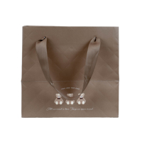 Sac cadeau en papier de luxe écologique avec motif ours en peluche, sac fourre-tout en papier brun mat épais avec poignée en ruban pour la vente au détail/cadeaux