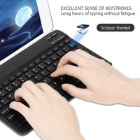 Mini Keyboard dan Mouse Bluetooth Isi Ulang Warna Putih, Combo Keyboard dan Mouse Nirkabel untuk Tablet iOS