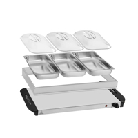 Chauffe-Plats Électrique Professionnel avec 3 Plateaux Amovibles et Température Réglable