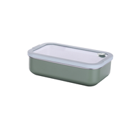 Bol à salade rectangulaire en acier inoxydable avec couvercle en verre trempé, récipient de stockage alimentaire durable pour la cuisine
