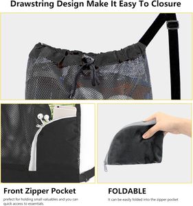 <span class=keywords><strong>Sac</strong></span> à cordon en maille BeeGreen pour hommes, pour la <span class=keywords><strong>plage</strong></span>, la piscine, les sports, la gym, la natation, le football, le basketball, noir - Product Image 3