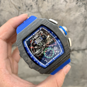 Reloj Mecánico Cronógrafo Multifuncional de Lujo de Alta Calidad para Hombre, Correa de Cuero de Silicona Luminosa, Fibra de Carbono, Zafiro - Product Image 3