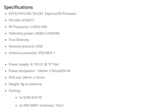 ตัวรับสัญญาณ Mateksys R24-TD ExpressLRS 2.4GHz <span class=keywords><strong>True</strong></span> Diversity SX1281 CRSF สำหรับโดรน FPV และเครื่องบินบังคับวิทยุ ควบคุมระยะไกล - Product Image 6