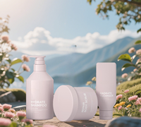 Juego de Botellas de Champú Rosadas de Plástico PP: Envases Vacíos de 450ml y 800ml para Gel de Ducha y Mascarilla Capilar para Salón