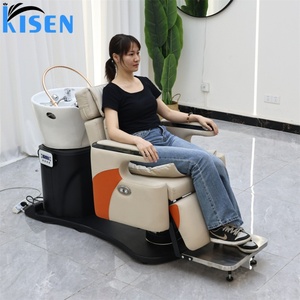 KISEN Hot Sale Rotating Shampoo Chair Salon Furniture Hair Washing Ceramic Basin Beauty Hair Salon Electric Massage Shampoo <b>Bed</b> - Product Image 2