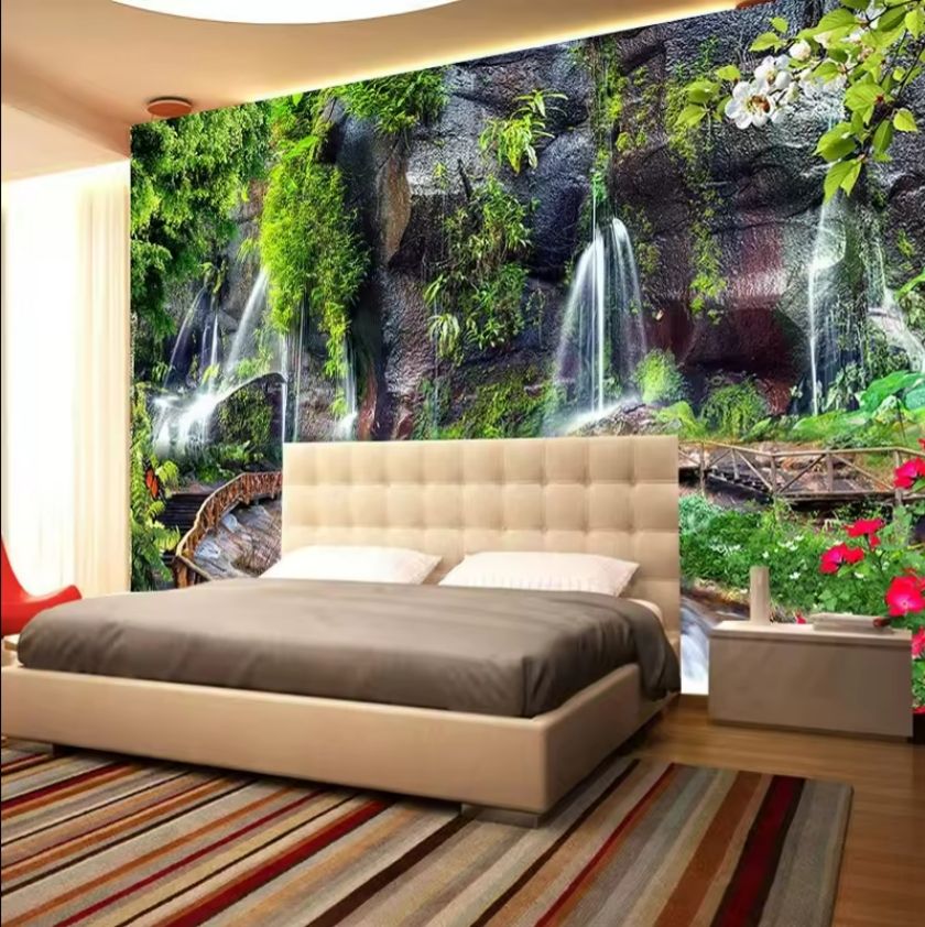 Custom 3d Wall Mural Wallpaper Home Decor Waterfall Nature Landscape 3d ...