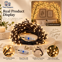 Guirlandes lumineuses LED USB, blanc chaud, flexibles, en forme de brindilles, avec télécommande et minuterie, 8 modes, pour chambre à coucher, mur, décoration de Noël