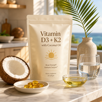 Capsules de vitamine D3 K2 avec huile de noix de coco, complément alimentaire pour adultes, 180 unités, nutrition quotidienne
