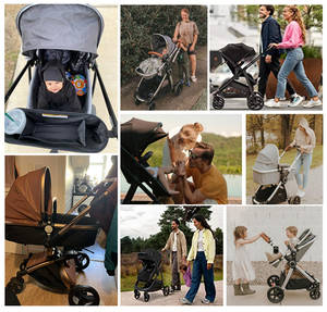 JXB High Landscape Luxury Pushchair Compact Baby Travel Buggy Foldable Children Stroller 3 in 1 Lightweight <strong>Prams</strong> and Pushchairs - Product Image 3