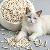 Litière pour chat biodégradable à base de tofu, fibres de pois, agglomérante, faible teneur en poussière, couleur personnalisée, OEM ODM, nettoyage pour animaux de compagnie