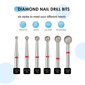 Punte per trapano per unghie con diamante sferico di migliore qualità forma a sfera rimozione della cuticola fabbrica per la cura delle unghie fresa per unghie professionale per callo - Product Image 2