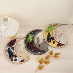 DAMAI - Adorno Decorativo de Madera con Forma de Estrella y Luna para el Hogar, Artesanía Festiva, Decoración de Estrella y Luna - Product Image 1