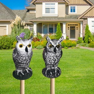 Lot de 2 Décorations Extérieures d'Halloween en PE, Effigies de Hiboux Cornés Réalistes et Imperméables pour Chasse et Effaroucheur d'Oiseaux - Product Image 2