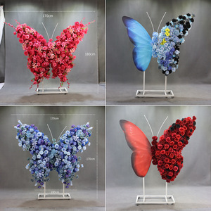 Arche de <span class=keywords><strong>mariage</strong></span> en métal personnalisée avec support de fleurs en soie rose papillon, faite à la main, durable, pour la maison, l'hôtel, le restaurant, les anniversaires - Product Image 2